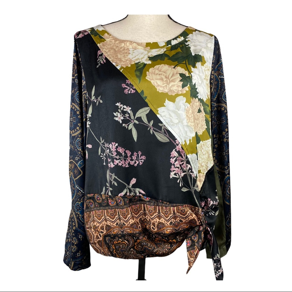 Anthropologie Tiny Patchwork Blooms Floral Top M